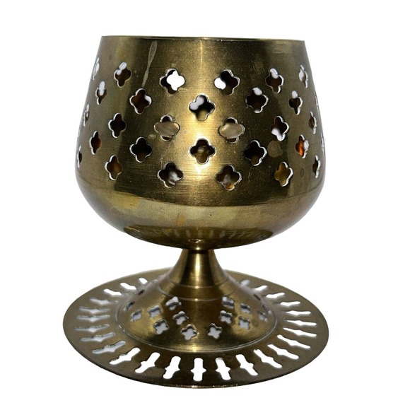 Vintage Brass Moroccan Style Candle Holder - Picture 6 of 7